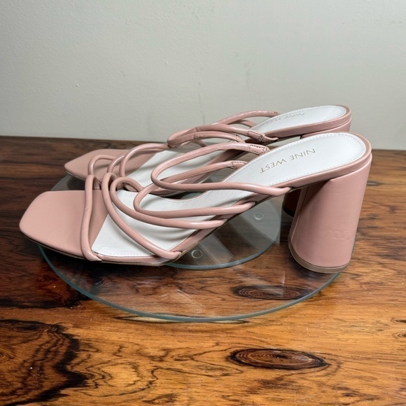 NINE WEST Strappy Open Toe Heel Sandals Platform Block Heels Size 13 - Picture 7 of 15